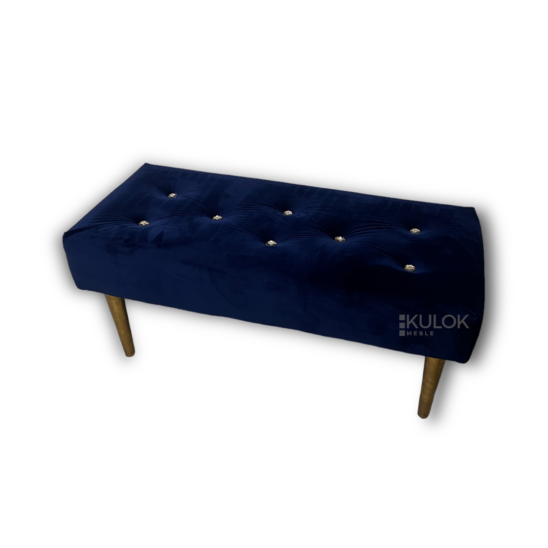 Granatowa ławka tapicerowana pikowana glamour na wymiar od producent mebli chesterfield kępno i polska.